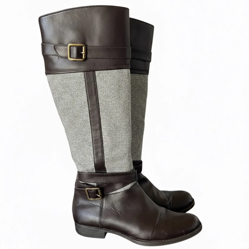 Kohl's Elegant Brown and Gray Over the Knee Boots